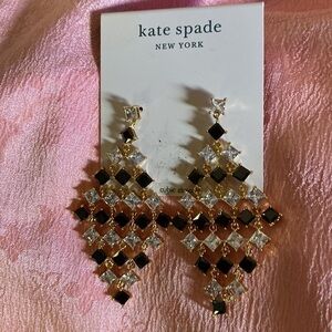 NWT KATE SPADE DAZZLING LIGHT UP THE ROOM STATEMENT POST DROP EARRINGS GOLD TONE